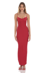 Back Slit Maxi Dress in Red