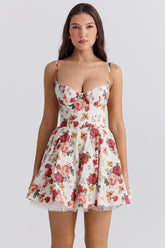italian rose print tulle mini dress