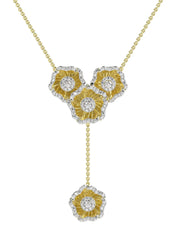 Halo Flower Rose Gold Y Necklace