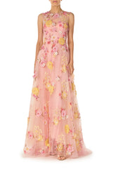 Embroidered Floral Sleeveless Gown