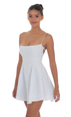 Floral Eyelet Fit and Flare Dress in Light Blue