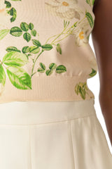 Rose Printed Knit Shell