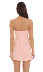 White Trim Strapless Dress in Pink