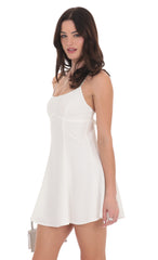 Rhinestone A-Line Dress in White