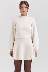 cream wool cashmere flounce mini skirt