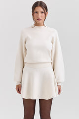 cream wool cashmere flounce mini skirt