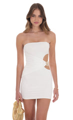 Conch Cutout Bodycon Dress in White