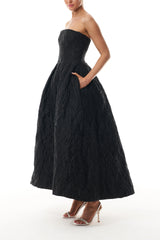 Noir Floral Jacquard Dress