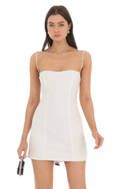 Black Back Bow Bodycon Dress in White