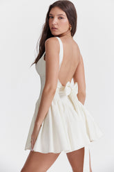 ivory cotton bow mini dress
