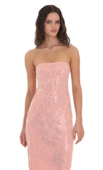 Sequin Pattern Maxi Dress in Coral