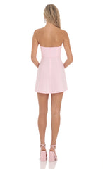 Bow Cutout Strapless Dress in Pink
