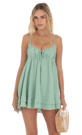 Babydoll Slip Dress in Mint Green