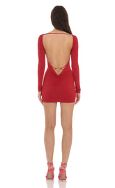 Bodycon Open Back Dress in Red