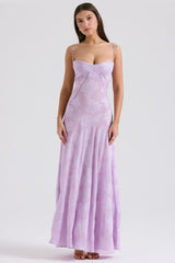 orchid floral lace back maxi dress