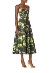 Noir Lemon Print Corseted Dress