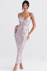 mauve floral maxi dress