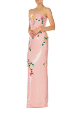 Floral Sequin Column Gown