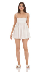 Babydoll Back Bow Dress in White