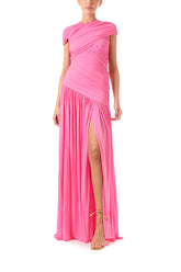 Draped Asymmetric Drop Waist Gown