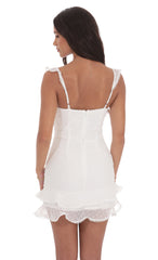 Dotted Ruffle Sweetheart Dress in White