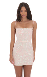 Iridescent Sequin Dress in Pink