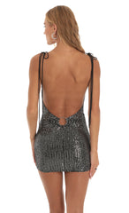 Silver Sequin Bodycon Dress in Black