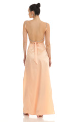 Rhinestone Maxi Dress in Peach