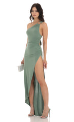 One Shoulder Dress in Green