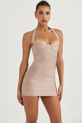 latte bandage mini dress