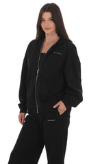 Oversize Zip-Up Hoodie in Black