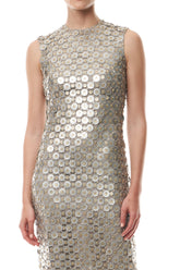 Metallic Disc Shift Dress