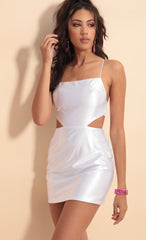 Cutout Satin Dress in White