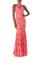 Lace Halter Trumpet Gown