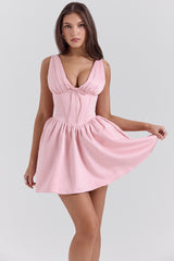 powder pink satin mini dress