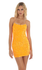 Sequin Bodycon Dress Orange