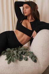 black ribbed knit bralette