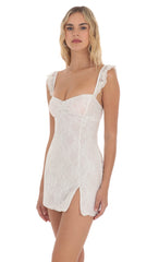 Sweetheart Neck Lace Dress in White