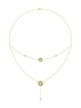 Halo Flower Yellow Gold Necklace