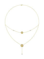 Halo Flower Yellow Gold Necklace