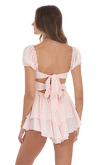 Puff Sleeve Romper in Pink
