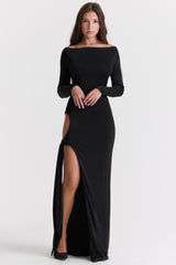 black cutout maxi dress