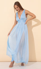 Chiffon Maxi Dress in Blue