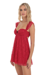 Lace Babydoll Dress in Red