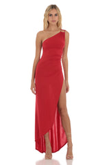 One Shoulder Dress in Red