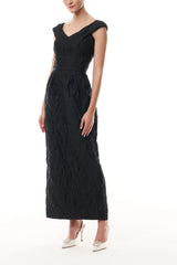 Jacquard V-Neck Column Dress