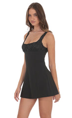 Florette Bust Skater Dress in Black