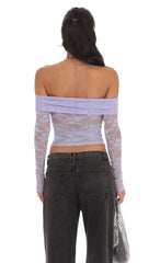 Lace Off Shoulder Top in Lavender