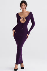 grape ribbed knit maxi dress
