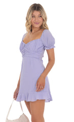 Shimmer Striped Fit and Flare Dress in Lavender